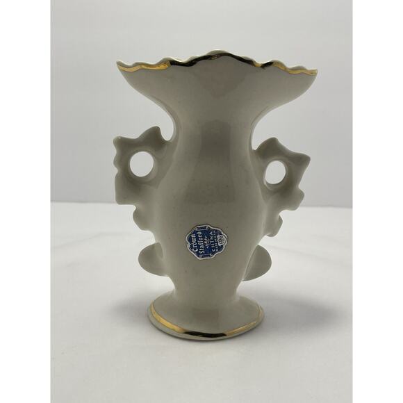 Crown Stafford china Hand Painted 5.5" Vase Figurine Set‎ Gold Trim Floral - Picture 10 of 16